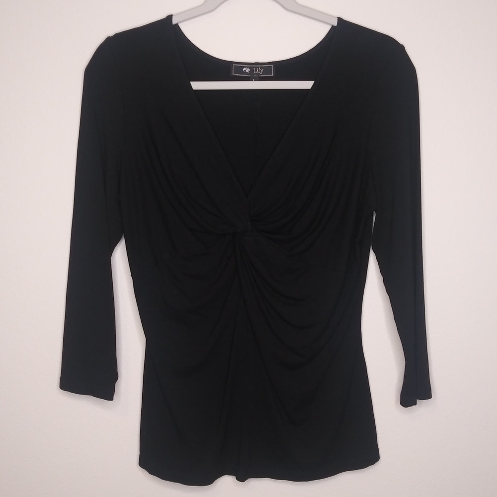 Classy knot tie v neck top